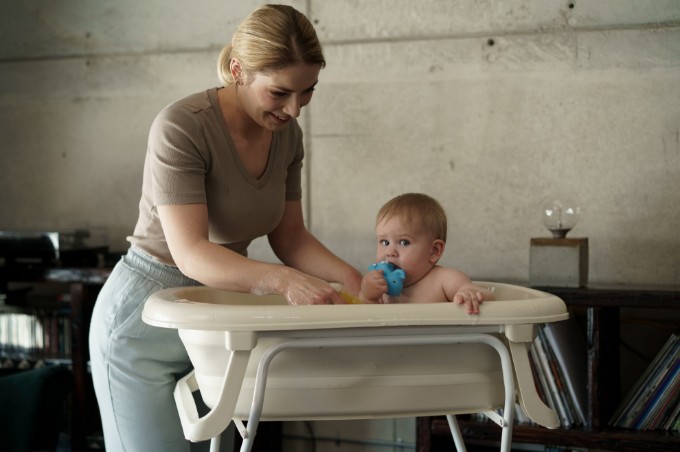Poza cu Cadita pliabila cu dop de scurgere si termometru Natural Linen Tega Baby FB-004-119