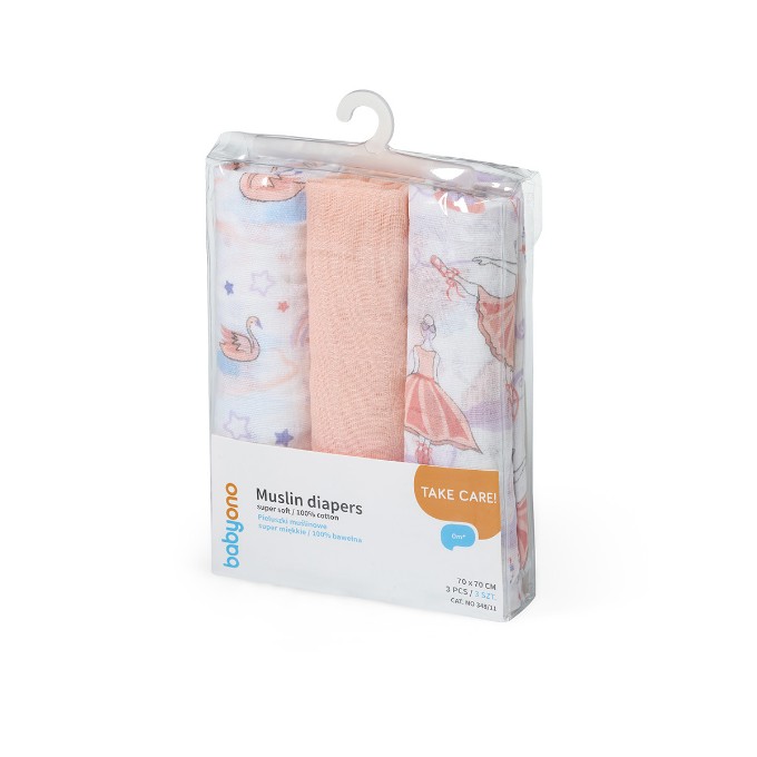 Poza cu Scutece muselina super soft, set 3 bucati, 100% bumbac, 70x70 cm, Babyono, 348/11