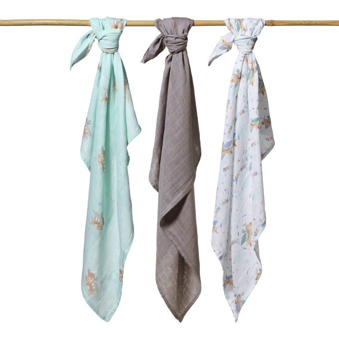 Poza cu Scutece muselina natural, set 3 bucati, 70%bambus si 30%bumbac, 70x70 cm, Babyono, 397/10