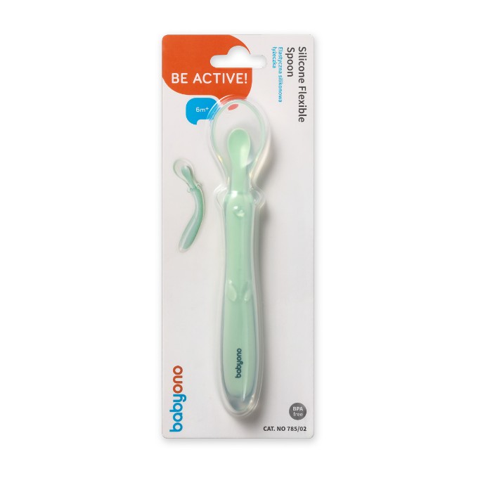 Poza cu Lingurita flexibila din silicon Babyono menta 785/02