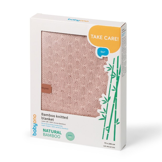 Poza cu Paturica tricotata fibre bambus roz, Babyono, 1673/01
