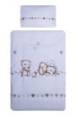 Poza cu Set lenjerie bumbac 3 piese pentru saltea de 120 x 60 cm, Teddy Bear&Hearts Alb, Beberoyal, LJ-003-108