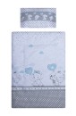 Poza cu Set lenjerie bumbac cu baldachin 6 piese pentru saltea de 120 x 60 cm, Love Elephants Blue, Beberoyal, LJ-006-101