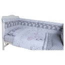 Poza cu Set lenjerie bumbac cu baldachin 6 piese pentru saltea de 120 x 60 cm, Love Elephants Roz, Beberoyal, LJ-006-102