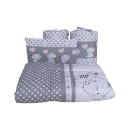 Poza cu Set lenjerie bumbac cu baldachin 6 piese pentru saltea de 120 x 60 cm, Love Elephants Roz, Beberoyal, LJ-006-102
