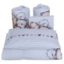 Poza cu Set lenjerie bumbac 5 piese pentru saltea de 120 x 60 cm, Ursuleti cu inimioare, Beberoyal, LJ005P-120-062