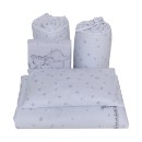 Poza cu Set lenjerie bumbac 3 piese  fete de schimb pentru saltea de 120 x 60 cm, Safari Friends alb, Beberoyal, LJ-03F-105