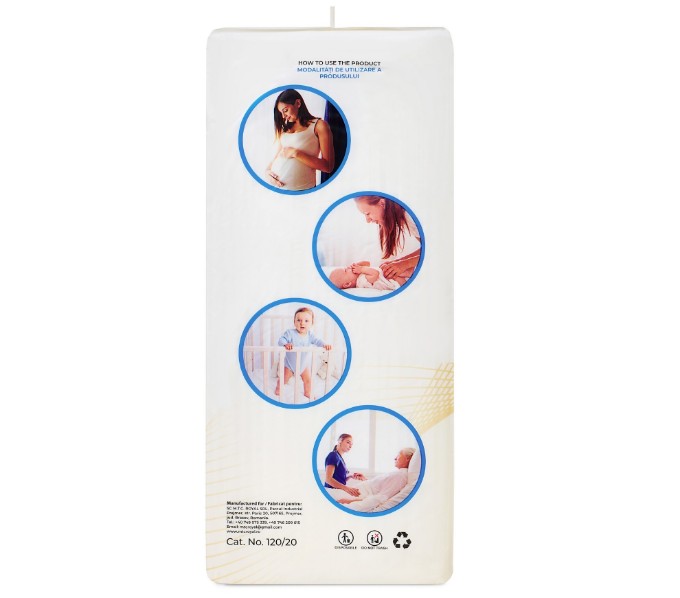 Poza cu Aleze Beberoyal Premium, 60 x 90 cm, 20 Bucăți - Impermeabile, Absorbție 2300ml, Fixare Autoadezivă, 6 straturi, Cod 120/20