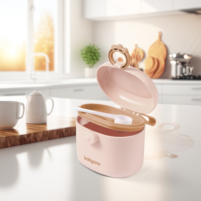 Poza cu Dozator portabil pentru lapte praf si hrana Babyono roz 1544