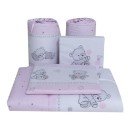 Poza cu Set lenjerie bumbac 5 piese pentru saltea de 120 x 60 cm, Ursuleti, Beberoyal, LJ005P-120-018