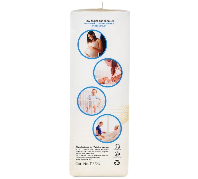 Poza cu Aleze Beberoyal Premium, 60 x 60 cm, 20 Bucăți - Impermeabile, Absorbție 1500ml, Fixare Autoadezivă, 6 straturi, Cod 115/20