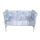 Poza cu Set lenjerie bumbac 5 piese pentru saltea de 120 x 60 cm, ambalata la punga, Love Elephants Blue, Beberoyal, LJ-005-101