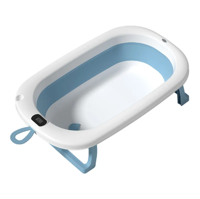 Poza cu Cadita pliabila pentru bebelusi Beberoyal, cu termometru digital si dop de scurgere, Blue, 76cm CD-000-001
