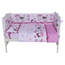 Poza cu Set lenjerie bumbac 7 piese pentru saltea de 120 x 60 cm, Dancing Girls Roz, Beberoyal, LJ-007-106