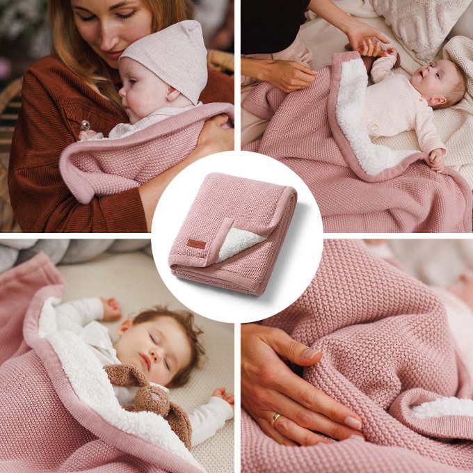 Poza cu Paturica bumbac roz cu polar, Babyono, 1659/01