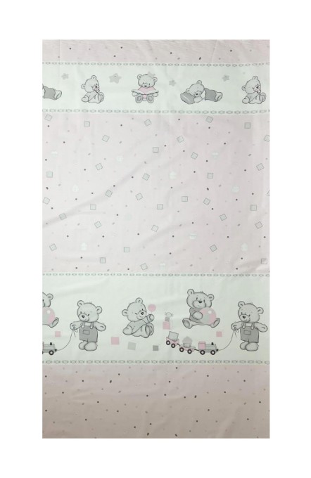 Poza cu Set lenjerie bumbac 7 piese pentru saltea de 120 x 60 cm, Ursuleti, Beberoyal, LJ007P-120-018