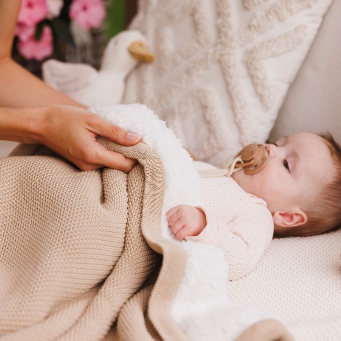 Poza cu Paturica bumbac crem cu polar, Babyono, 1659/02