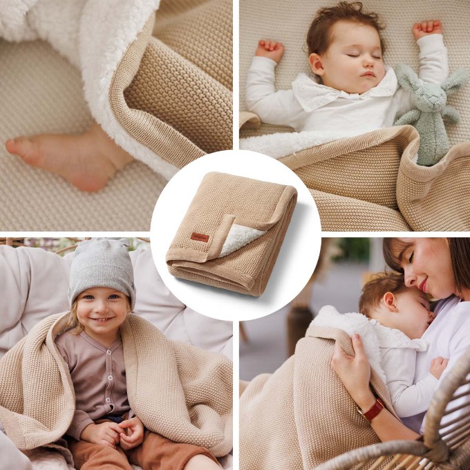 Poza cu Paturica bumbac crem cu polar, Babyono, 1659/02