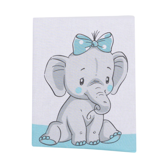 Poza cu Set 2 cearceafuri din bumbac pentru saltea 120x60 cm, Elefant&Birds Blue, Beberoyal, CF-002-103