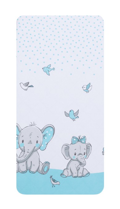 Poza cu Set 2 cearceafuri din bumbac pentru saltea 120x60 cm, Elefant&Birds Blue, Beberoyal, CF-002-103