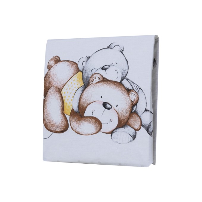 Poza cu Set 2 cearceafuri din bumbac pentru saltea 120x60 cm, Teddy Bear&Hearts Alb, Beberoyal, CF-002-108