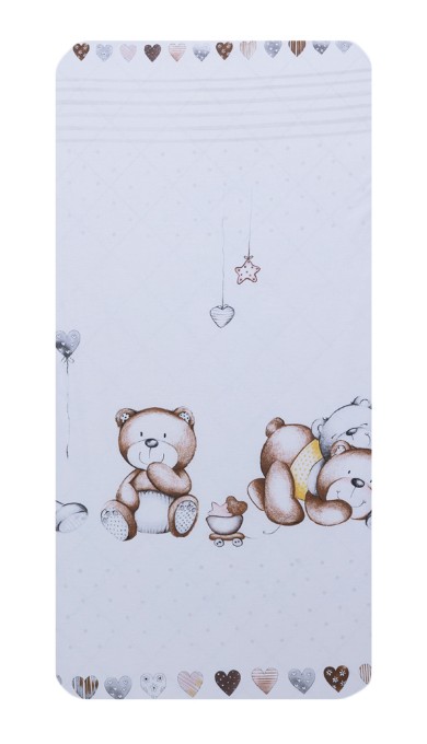 Poza cu Cearceaf din bumbac pentru saltea 120x60 cm,  Teddy Bear&Hearts Alb, Beberoyal, CF-001-108