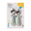 Poza cu Set tacamuri copii, lingurita si furculita inox, verde, Babyono 1665/04