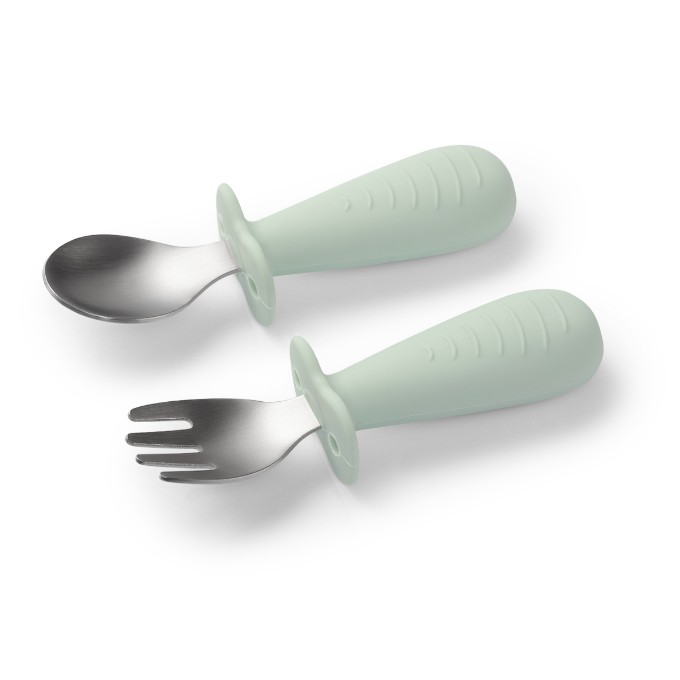 Poza cu Set tacamuri copii, lingurita si furculita inox, verde, Babyono 1665/04