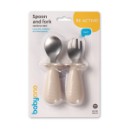 Poza cu Set tacamuri copii, lingurita si furculita inox, bej, Babyono 1665/03