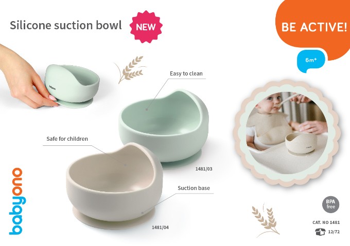 Poza cu Bol din silicon cu ventuza pentru copii Babyono roz 1481/02