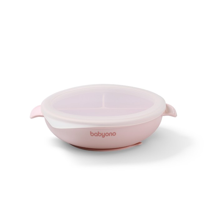 Poza cu Farfurie silicon cu ventuza si capac roz 1661/02